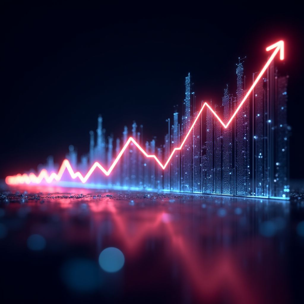 Gráfico de crecimiento exponencial de una startup tecnológica